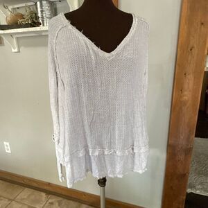 We the free oversized free people waffle knit shirt‎ women’s size XS cream color